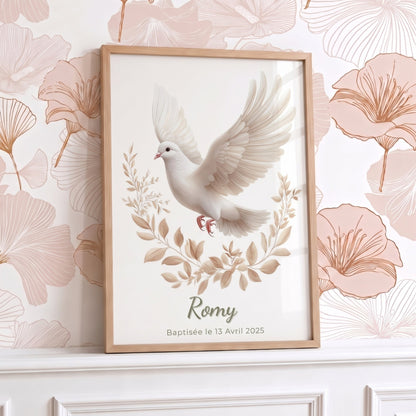 Affiche Colombe & Brindille décoration murale chambre bébé enfant
