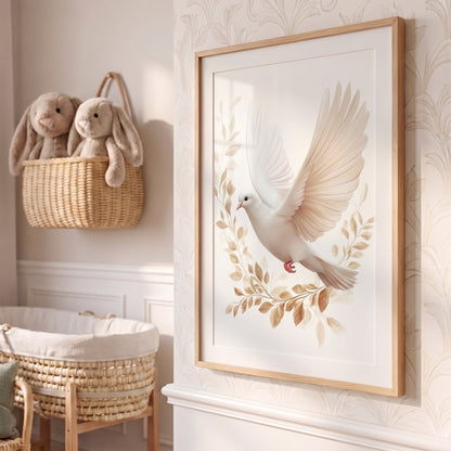 Affiche Colombe & Rameaux décoration murale chambre bébé enfant