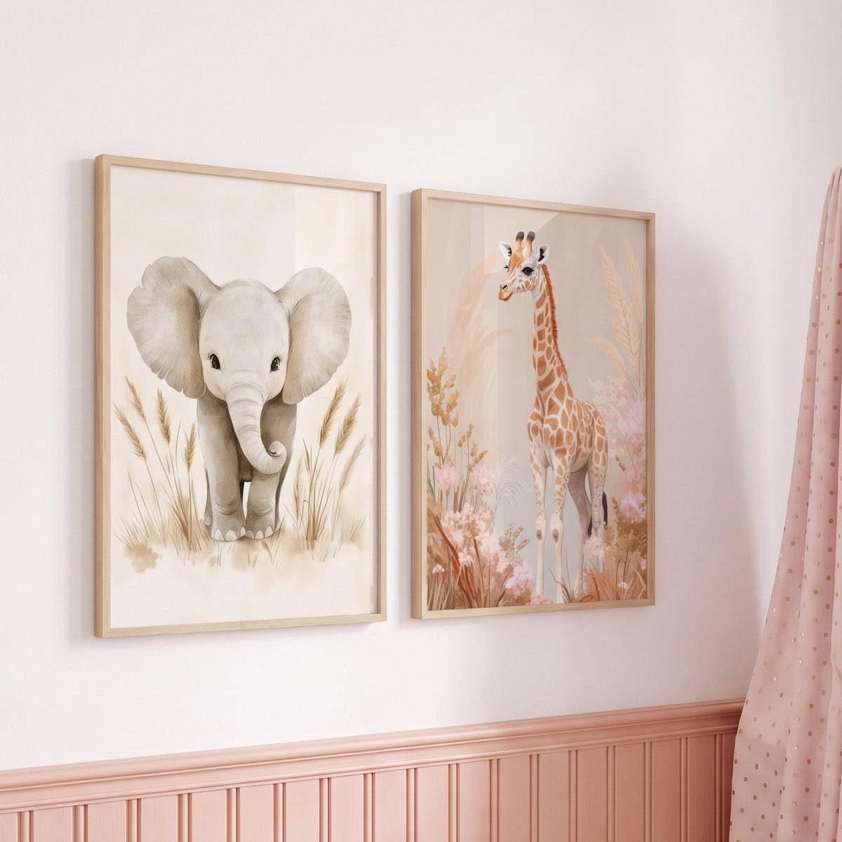 Affiche Girafe & Pampa décoration murale chambre bébé enfant