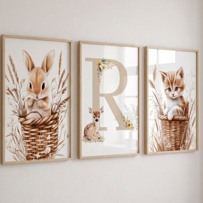 Affiche Joli Chaton & Panier décoration murale chambre bébé enfant