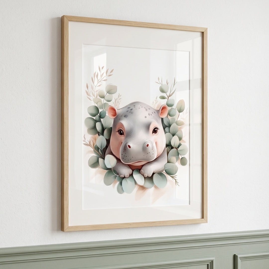 Affiche Joli Hippopotame décoration murale chambre bébé enfant