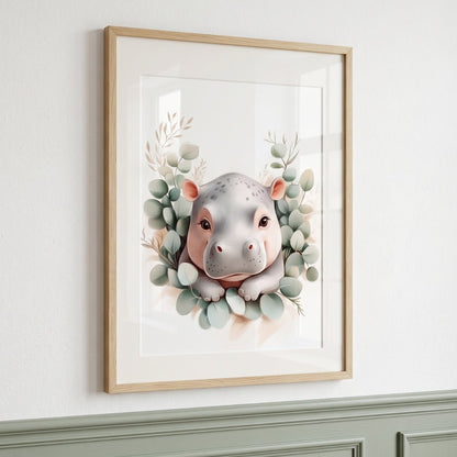 Affiche Joli Hippopotame décoration murale chambre bébé enfant
