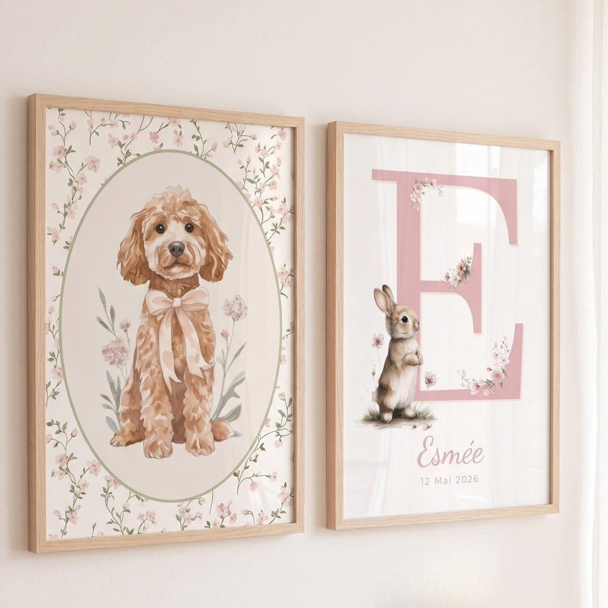 Affiche Joli Toutou & Petites Fleurs décoration murale chambre bébé enfant