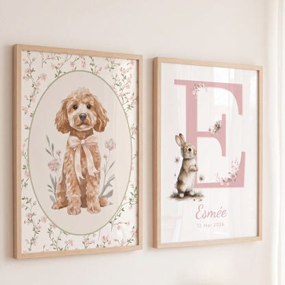 Affiche Joli Toutou & Petites Fleurs décoration murale chambre bébé enfant