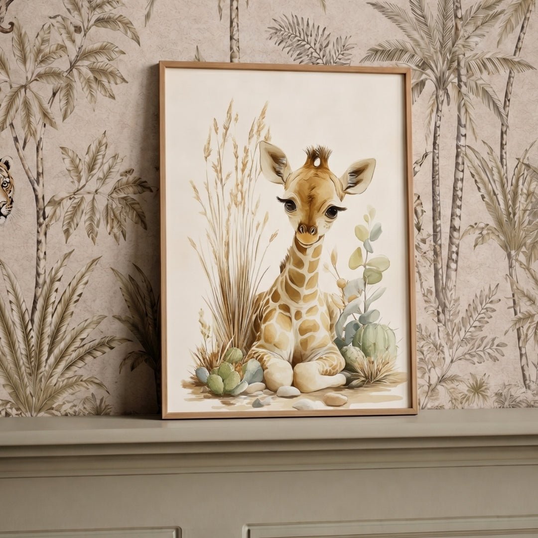 Affiche Jolie Girafe & Cactus décoration murale chambre bébé enfant