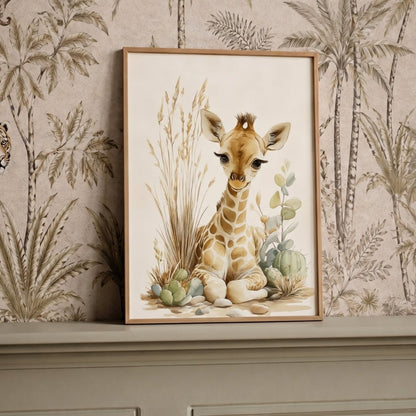 Affiche Jolie Girafe & Cactus décoration murale chambre bébé enfant