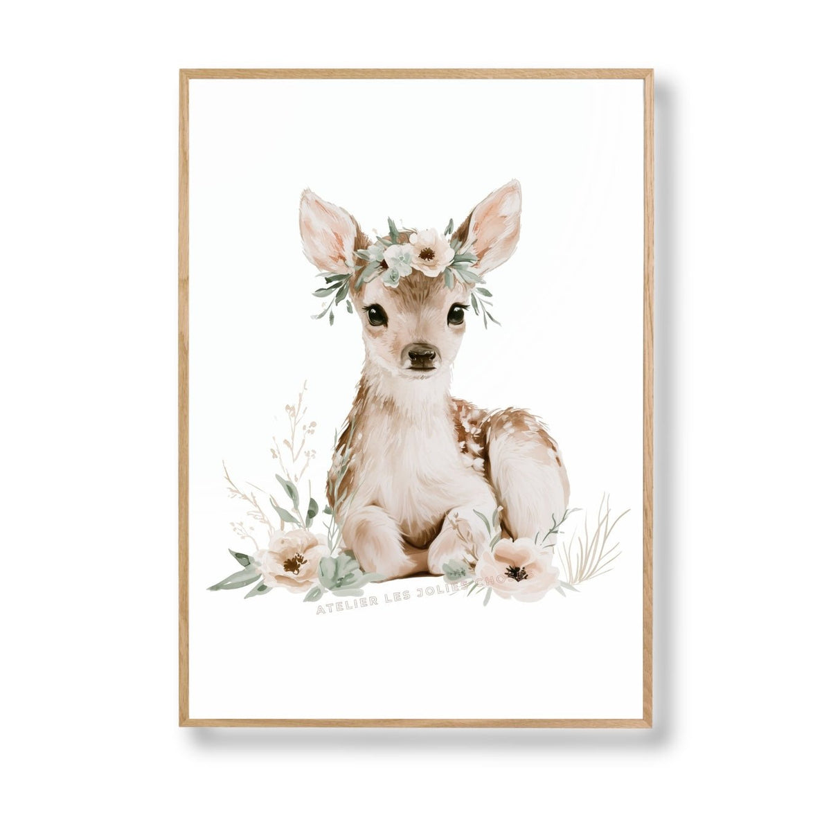 Affiche - La Biche du Pré Fleuri décoration murale chambre bébé enfant