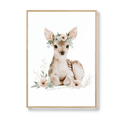 Affiche - La Biche du Pré Fleuri décoration murale chambre bébé enfant