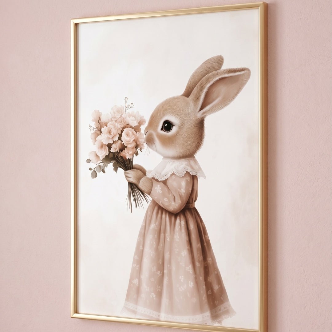 Affiche Lapin & Bouquet décoration murale chambre bébé enfant