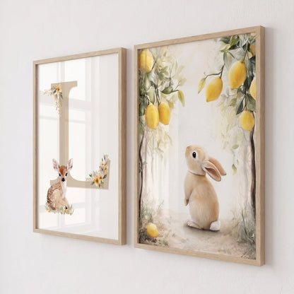 Affiche Lapin & Citronniers décoration murale chambre bébé enfant