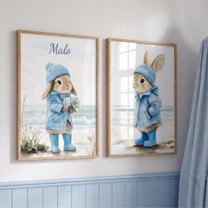 Affiche Lapin en Ciré décoration murale chambre bébé enfant