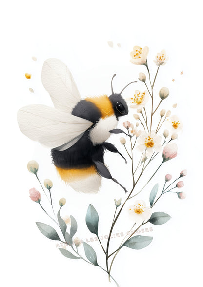 Affiche - Le bourdon des fleurs décoration murale chambre bébé enfant
