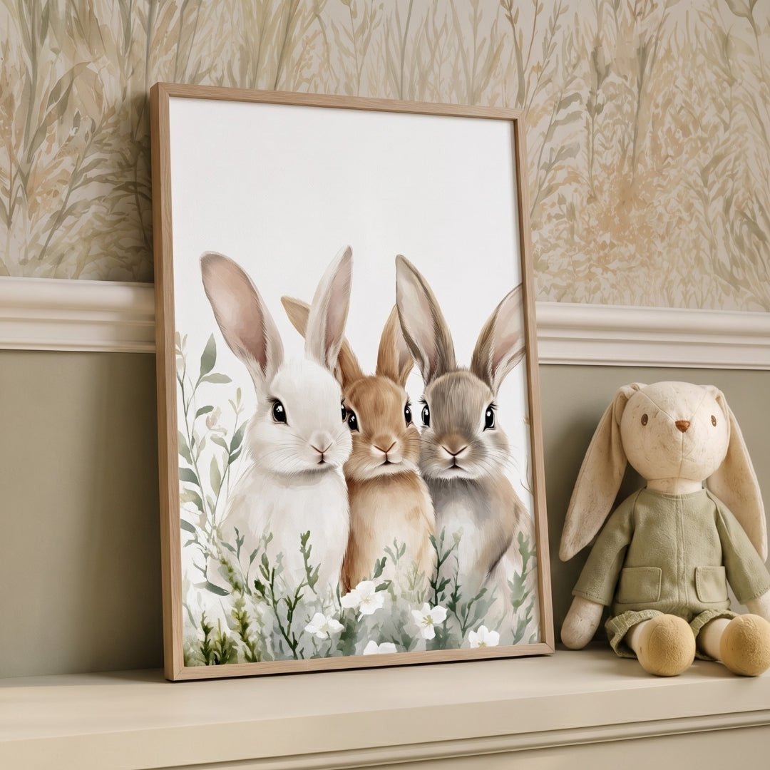 Affiche Le Trio Des Lapins décoration murale chambre bébé enfant