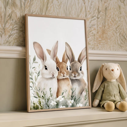 Affiche Le Trio Des Lapins décoration murale chambre bébé enfant