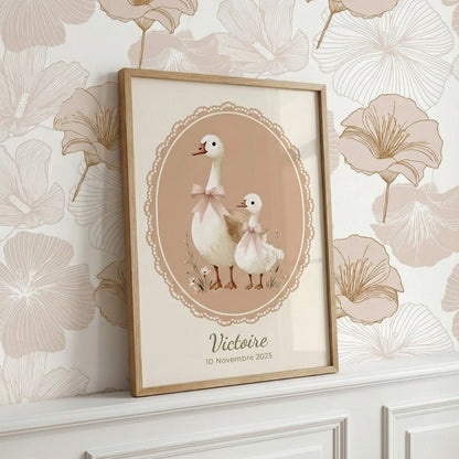 Affiche Les Oies - Complices du soir décoration murale chambre bébé enfant