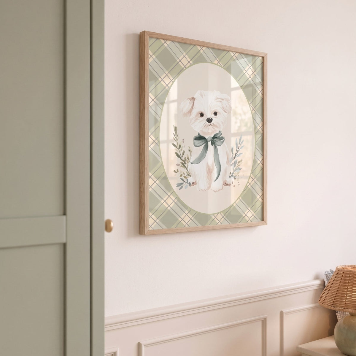 Affiche Petit Chien & Tartan décoration murale chambre bébé enfant
