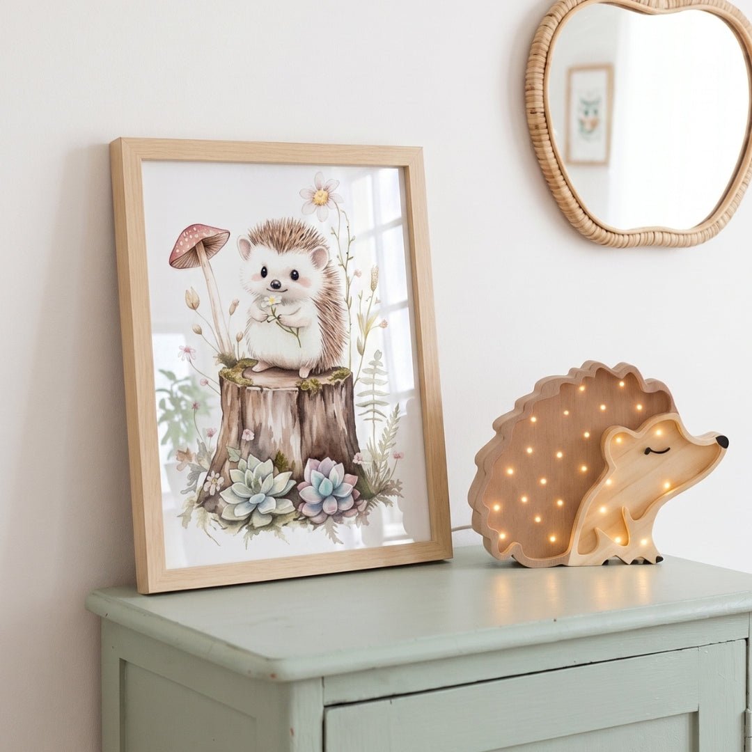 Affiche Petit Hérisson & Fleur décoration murale chambre bébé enfant