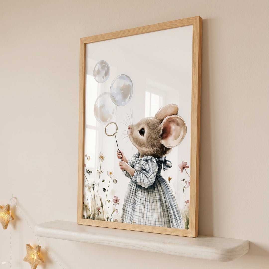 Affiche Souris & Bulles décoration murale chambre bébé enfant