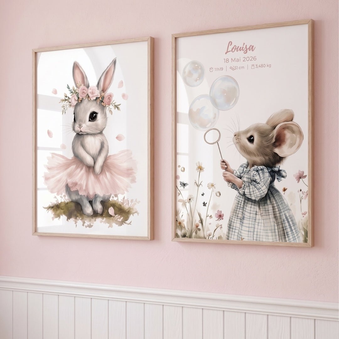 Affiche Souris & Bulles décoration murale chambre bébé enfant