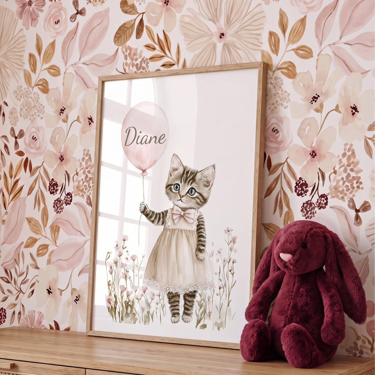 Chatonne & Ballon décoration murale chambre bébé enfant