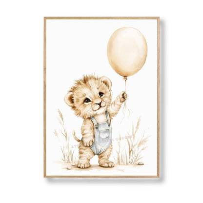 Illustration Lionceau & Ballon décoration murale chambre bébé enfant