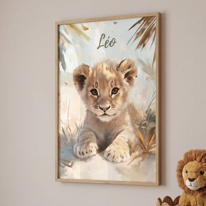 Illustration Petit Lionceau décoration murale chambre bébé enfant