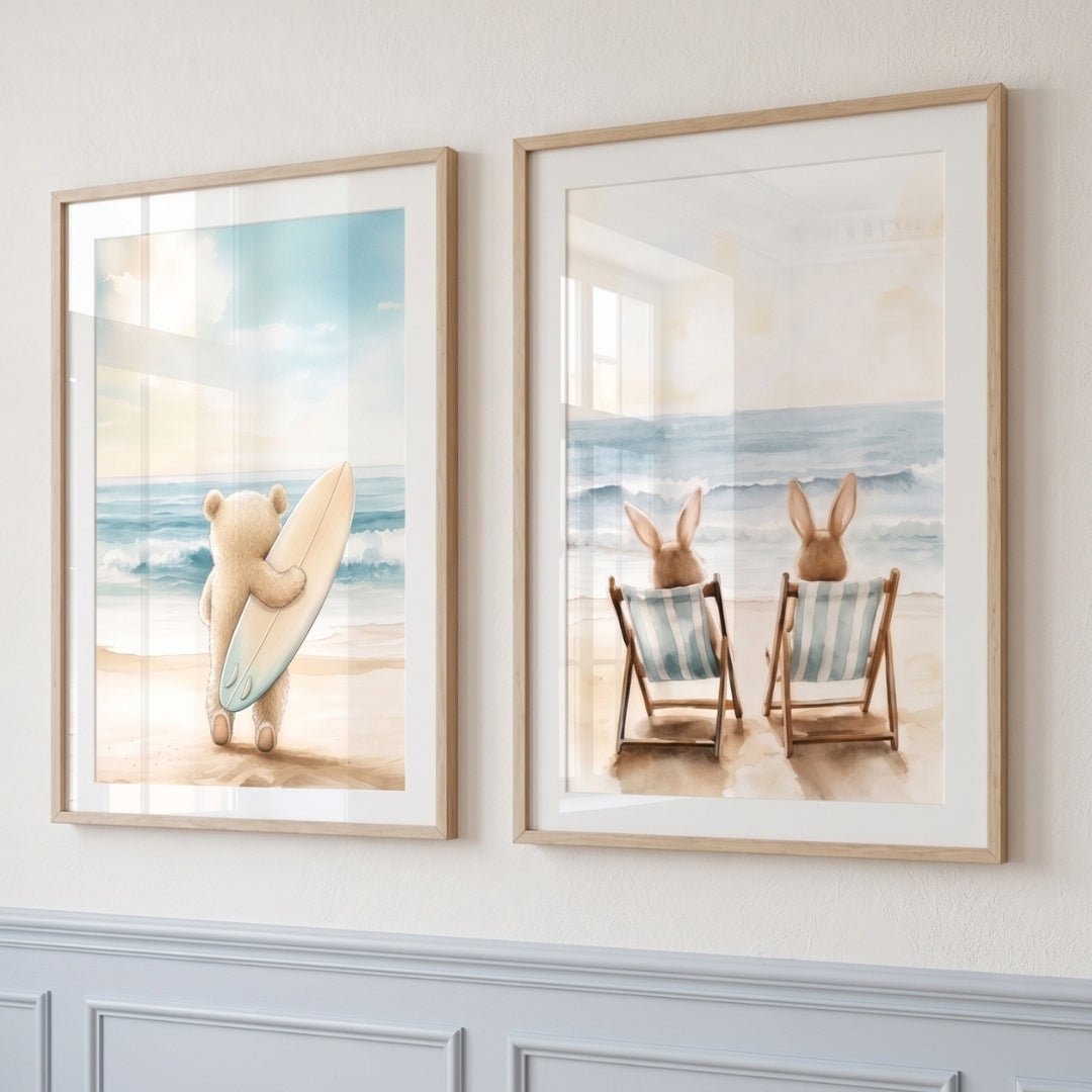 Les lapins en vacances décoration murale chambre bébé enfant