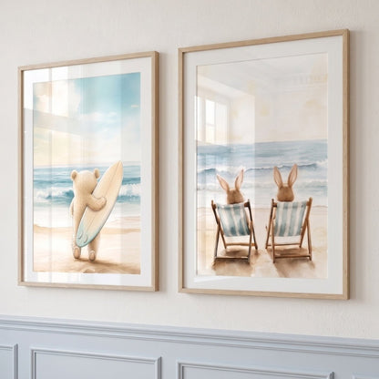 Les lapins en vacances décoration murale chambre bébé enfant