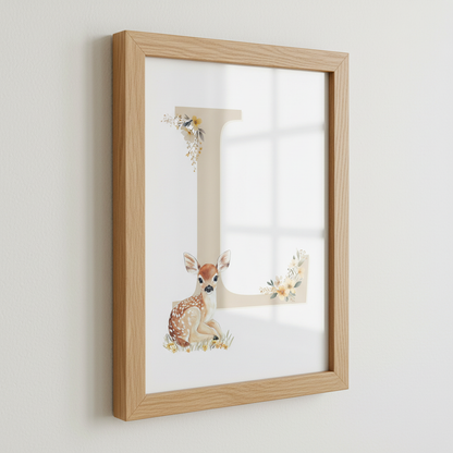 Affiche - Lettre  L Beige & Biche