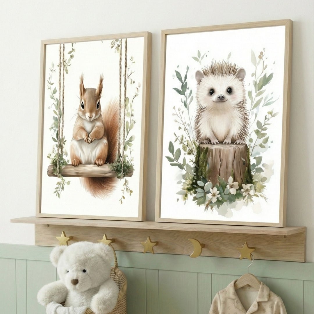Petit Hérisson & Forêt décoration murale chambre bébé enfant