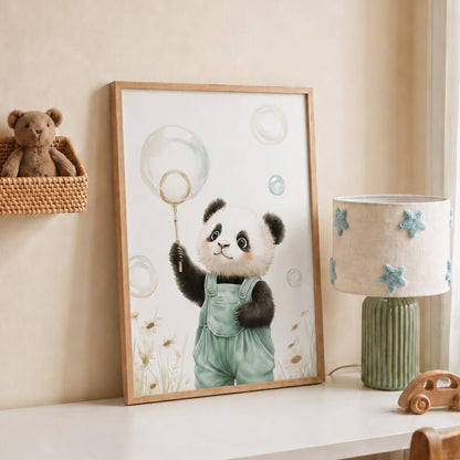 Tableau Panda & Bulles décoration murale chambre bébé enfant